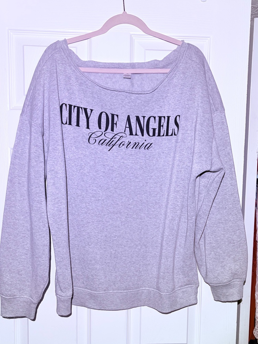 City of Angels California Soft Grey off Shoulder Sweatshirt